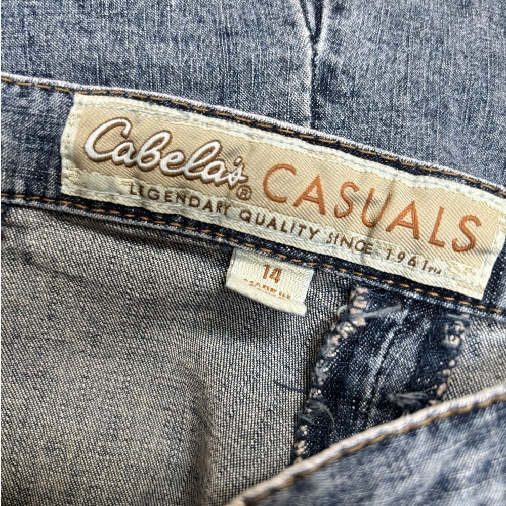 Cabela's Blue Stonewashed Flared Jean Skirt Western Cottage-core Casual Size 14 - Picture 3 of 6